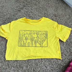 Yellow Cactus Graphic Womens T-Shirt